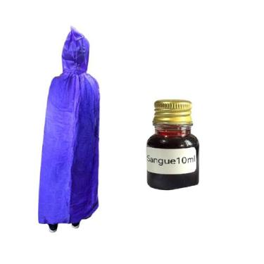 Imagem de Fantasia Capa com Capuz Lilas Adulto 1.70m + sangue 10ml - 000023885E5
