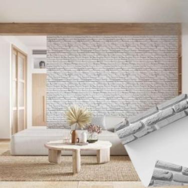 Imagem de Papel de Parede Adesivo Lavavel, Premium Adesivo de Parede, Tijolinho Branco 3d Sala/Quarto papel de parede,papel de parede para quarto(4 ROLOS = 20 METROS)