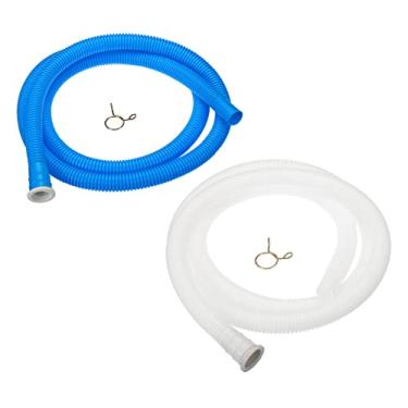 Imagem de Mangueira de drenagem universal de ar condicionado 18 mm ID 1,6 m engrossada com grampo para máquina de lavar unidades AC, azul e branco