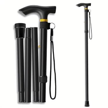 Imagem de Bengala de caminhada dobrável ajustável, leve de alumínio com base de borracha antiderrapante, compacta e portátil