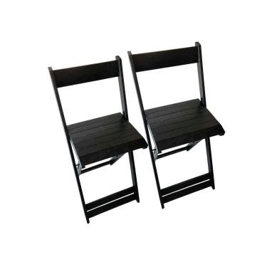 Imagem de Conjunto 2 Banquetas Alta Dobráveis Bar E Balcão Madeira Preto