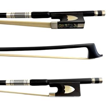 Imagem de Arco Profissional Fibra de Carbono Liso Preto para Violinos 4/4 - Talão Ébano Escudo Crina Mongólia