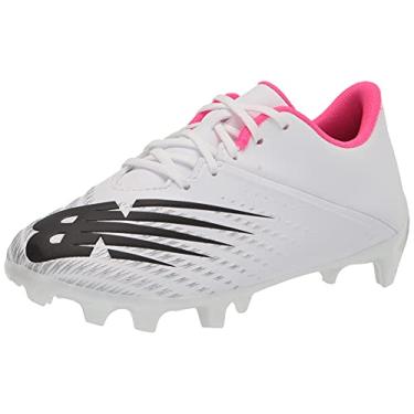 Imagem de New Balance Chuteira infantil unissex Furon Dispatch Fg V6, Branco/prata/rosa alfa, 3.5 Big Kid