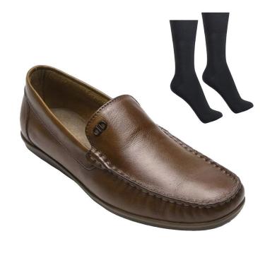 Imagem de Kit Mocassim Democrata Denim Tag Masculino + Par de Meia