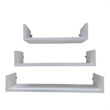 Imagem de Kit 3 Prateleiras Nicho MDF Branco para Parede 40/50/60 x 15 x 10cm Suportes e Parafusos Inclusos Design Moderno Ideal para Decoração e Organização