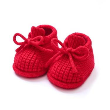 Imagem de Loyfoky Botas para bebês recém-nascidos, aconchegantes para bebês primeiros andadores, macias para bebês meninos e meninas, Vermelho, 0-3 Months Infant