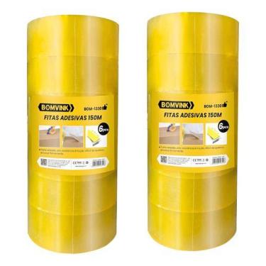 Imagem de 12 Fitas Durex Transparente Larga 150m Embalagem Atacado Am Lisa - Bom