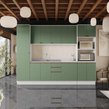 Imagem de Cozinha Modulada Celeste Kappesberg 100% Mdf Branco/verde