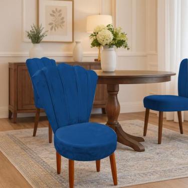 Imagem de Kit Duas Cadeira Com Encosto em Leque Anna - Moveis Águias, Azul