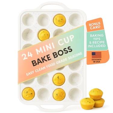 Imagem de BAKE BOSS Forma de silicone mini muffin 24 xícaras - molde pequeno para muffin - 1 pacote - creme