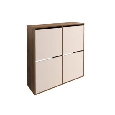 Imagem de Sapateira de Parede, Sapateira 4 Portas para Casa Suspensa Organizador para Sapatos Portas Basculantes, 100 Cm (L) X 75 Cm (A) X 23 Cm (P)(madeirado off)