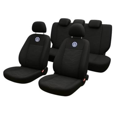 Imagem de Capa Universal para Banco de Carro volkswagen, Ajuste Universal, Cor Preta, Conjunto Completo,