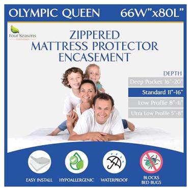 Imagem de Protetor de colchão Olympic Queen com zíper (167,6 cm x 203,2 cm) – Capa de colchão impermeável Super Queen Size Bedbuk, revestimento de cama hipoalergênico de qualidade premium