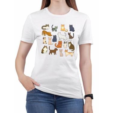 Imagem de Camiseta Gatos 100% Algodão Premium Tshirt Feminina Animais - Alemark,