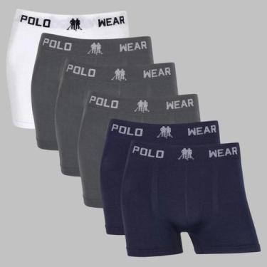 Imagem de kit 6 Cuecas Boxer Masculina Polo Wear Lisa Premium Original, 1branco,