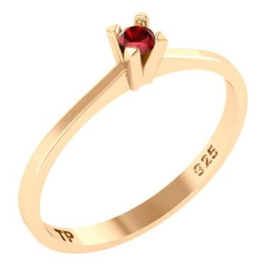 Imagem de Anel Solitário Prata 925 Dourada18k - Granada - Tudo Prata, 23