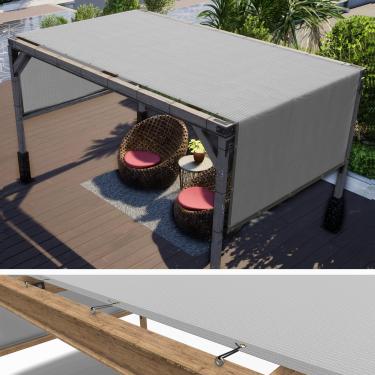 Imagem de ColourTree Cobertura de substituição de toldo de pérgola cinza de 25,4 x 25,4 m UPF50, tecido de grau comercial 260 GSM para pátio ao ar livre, jardim, deck, quintal (fazemos tamanho personalizado)