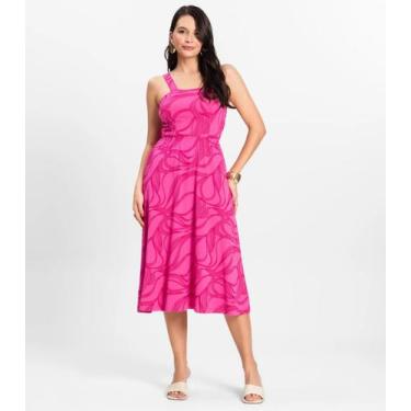 Imagem de Vestido Midi em Viscotorcion Rovitex Rosa, P, Rosa