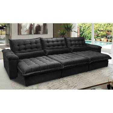 Imagem de Sofá Retrátil E Reclinável 3,22m Com Molas Ensacadas Cama Inbox Aconchego Tecido Suede Preto