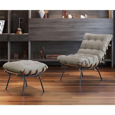 Imagem de Poltrona E Puff M06 Estrutura Em Ferro Mais Decor Preto/areia