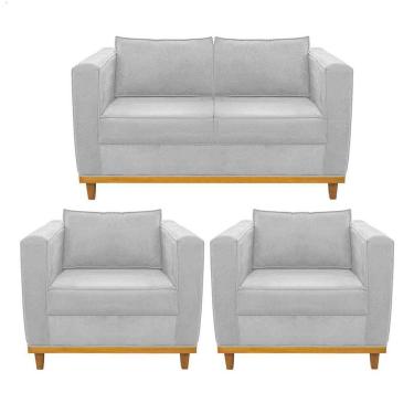 Imagem de Kit Sofá 2 Lugares 2 Poltronas Europa Corano Branco