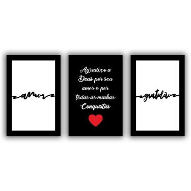 Imagem de Kit Placas Quadros Decorativos 3pçs 20x30 Deus Amor Gratidão