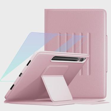 Imagem de HSIAOZ Capa para Samsung Galaxy Tab S10 Lite / S10 FE 2025/ S9 FE 27.7 cm / S9 27.9 cm 2023 com protetor de tela, capa traseira com suporte de ângulos ajustáveis, capa de couro PU premium à prova de