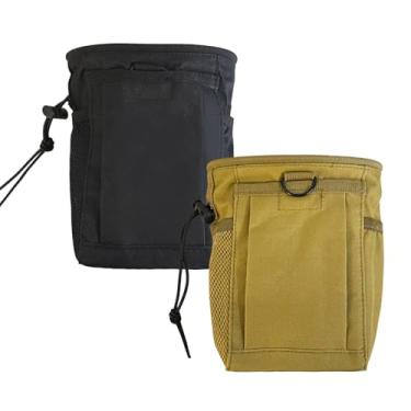Imagem de Bolsa de lixo tática MOLLE com 2 peças, bolsa de munição militar com cordão ajustável - bolsa de armazenamento de revista utilitária para cinto de serviço, caça, paintball, esportes ao ar livre (Nylon