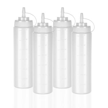 Imagem de WELKOR Garrafas de espremer condimento Kitchen Foodservice de 680 g para molhos, com tampa de torção, à prova de vazamento, mostarda, xarope, molhos, molhos, óleo, ketchup, plástico livre de BPA