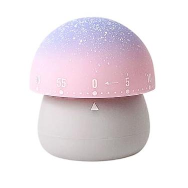 Imagem de Temporizador de cozinha em forma de cogumelo, bonito temporizador mecânico de 60 minutos com anel alto para cozinhar, despertador de cozinha de sala de aula (cinza)