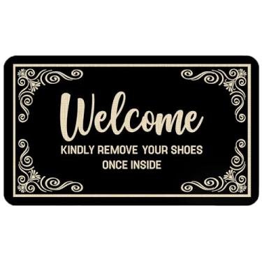 Imagem de WARDOS Tapete de porta de boas-vindas engraçado, remova seus sapatos uma vez dentro do capacho para porta da frente interna e externa, tapetes de banho humorísticos, 43 x 76 cm