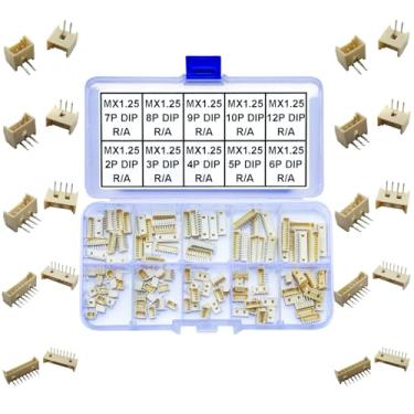 Imagem de Ssighuyx PicoBlade 1,25 mm conector adaptador de plugues IC de cabeçalho, compatível com Molex 1,25 mm 2P 3P 4P 5P 6P 7P 8P 9P 10P 12P cabeçalho DIP tipo cabeçalho tipo cabeçalho tipo ângulo reto