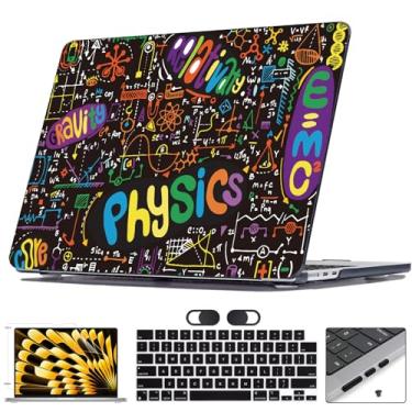 Imagem de Seanai Capa para MacBook Air M4 de 13,6 polegadas A3240 2022-2024 versão 2025 A2681 M2 A3113 M3, estampa preta cristal, capa rígida para teclado e película para Mac Air de 13,6 polegadas, fórmula