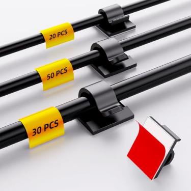 Imagem de ITUGOU 100 peças de clipes de cabos adesivos organizador de cabos (pequeno, médio, grande), suporte de fio para gerenciamento de cabos, clipes de luz ao ar livre, ganchos de luz para cordão de LED