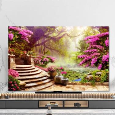Imagem de Capa protetora de tela universal à prova de poeira para TV interna, tela à prova de poeira para LED, LCD, plana, curva, paisagem, impressão, capa de televisão, quarto, sala de estar, arte, decoração
