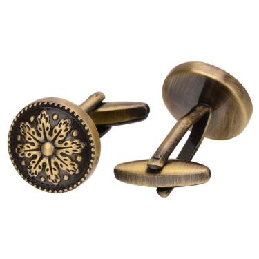 Imagem de Abotoaduras de latão vintage para homens com design floral antigo