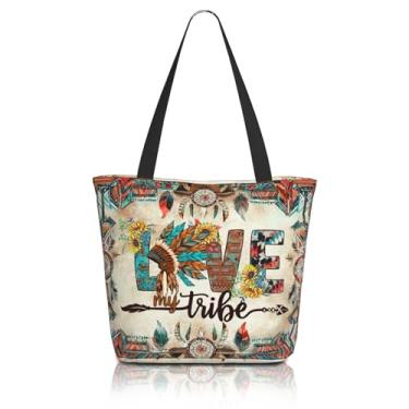 Imagem de Sacola Bíblica Feminina Cristã Bolsa de Ombro Igreja Inspiradora com Zíper Versículo da Bíblia Presentes, Nativo americano, Large