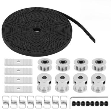 Imagem de Kit de impressora 3D: Chave Allen, 4 peças de blocos de montagem de braçadeira de engrenagem, 8 peças de molas de torção, 4 peças de polia intermediária, 4 peças de polia dentada de 20 dentes, correia