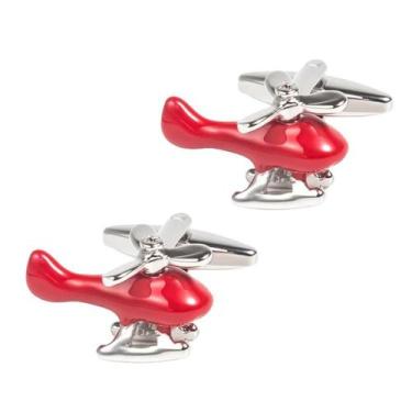 Imagem de Helicóptero Cufflinks Fun Red para homens em esmalte de cobre - yiweis