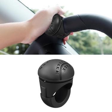 Imagem de HQRNYP Puxador de volante, giratório de volante, botões suicidas de rotação de 360 graus com superfície de silicone e rolamentos de metal, puxador de suicídio de carro giratório universal para carros