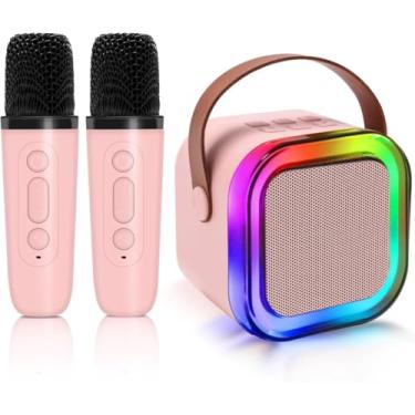 Imagem de Kit Karaokê Infantil com 2 Microfones - Caixa de Som Bluetooth à Prova D'água para Crianças 3-12 Anos(Rosa-Com 2 Microfones)