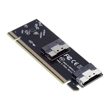 Imagem de cablecc 74 pinos Dual Slimline SFF-8654 perfil baixo para PCIE4.0 PCIE 16X Express 3.0 Raid Card VROC Raid0 Hyper Adapter