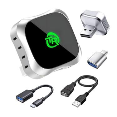 Imagem de Adaptador CarPlay sem fio para iPhone, converte com fio para adaptador Apple CarPlay, Plug & Play, sem atraso e controle estável, tamanho mini, USB e USB-C/Tipo-C para carros 2016+ iOS10+, dongle