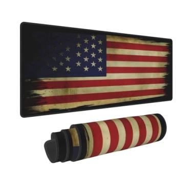 Imagem de CANFLASHION Tapete de mouse com bandeira americana, tapete de mesa de escritório 80 x 28 cm, mouse pad grande para jogos, XL estendido à prova d'água para computador com base de borracha