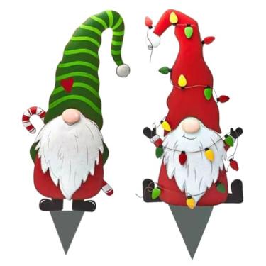 Imagem de 2pcs Santa Garden Stakes Outdoor Signs for Christmas Decor Lightweight Lawn Ornaments Compact Design for Easy Installation Any Garden Patio