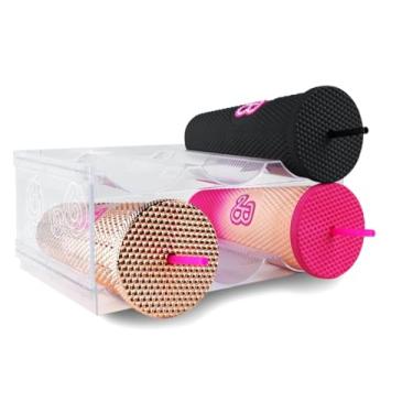 Imagem de Organizador de garrafa de água, suporte de armazenamento para organização de cozinha, geladeira, despensa, armário, bancada, armário - prateleira de copo de plástico para vinho, água, bebida - cada