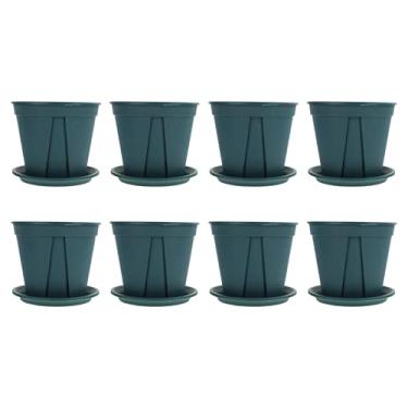 Imagem de 8sets Thick Root Control Pots Breathable Planting Containers for and Nursery Pots Drainage Tray for Home Gardening and Transplanting(Green 1)