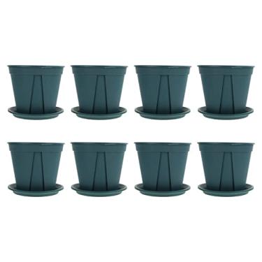 Imagem de 8sets Thick Root Control Pots Breathable Planting Containers for and Nursery Pots Drainage Tray for Home Gardening and Transplanting(Green 3)