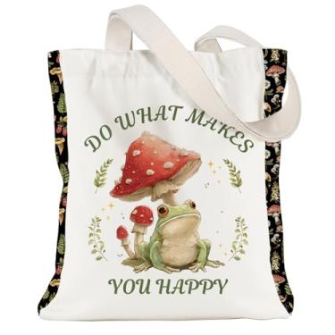 Imagem de VeloKomo Sacola de lona de cogumelo – Sacolas reutilizáveis para mulheres, mãe, filha, irmã, bolsa de mercearia personalizada para trabalho, compras, viagens, bolsas de armazenamento fofas com zíper