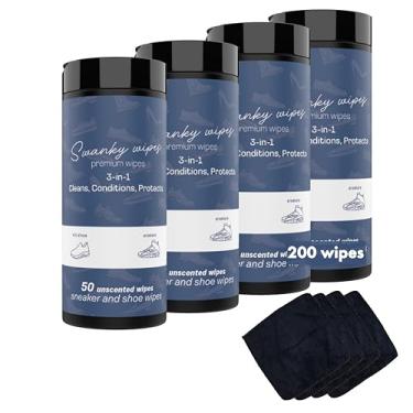 Imagem de Lenços limpadores de sapatos Swanky – Limpador de couro e tênis, remove sujeira, sujeira e manchas, sola de sapato rápida e fácil e toalhetes de limpeza de botas, suprimentos essenciais de limpeza de